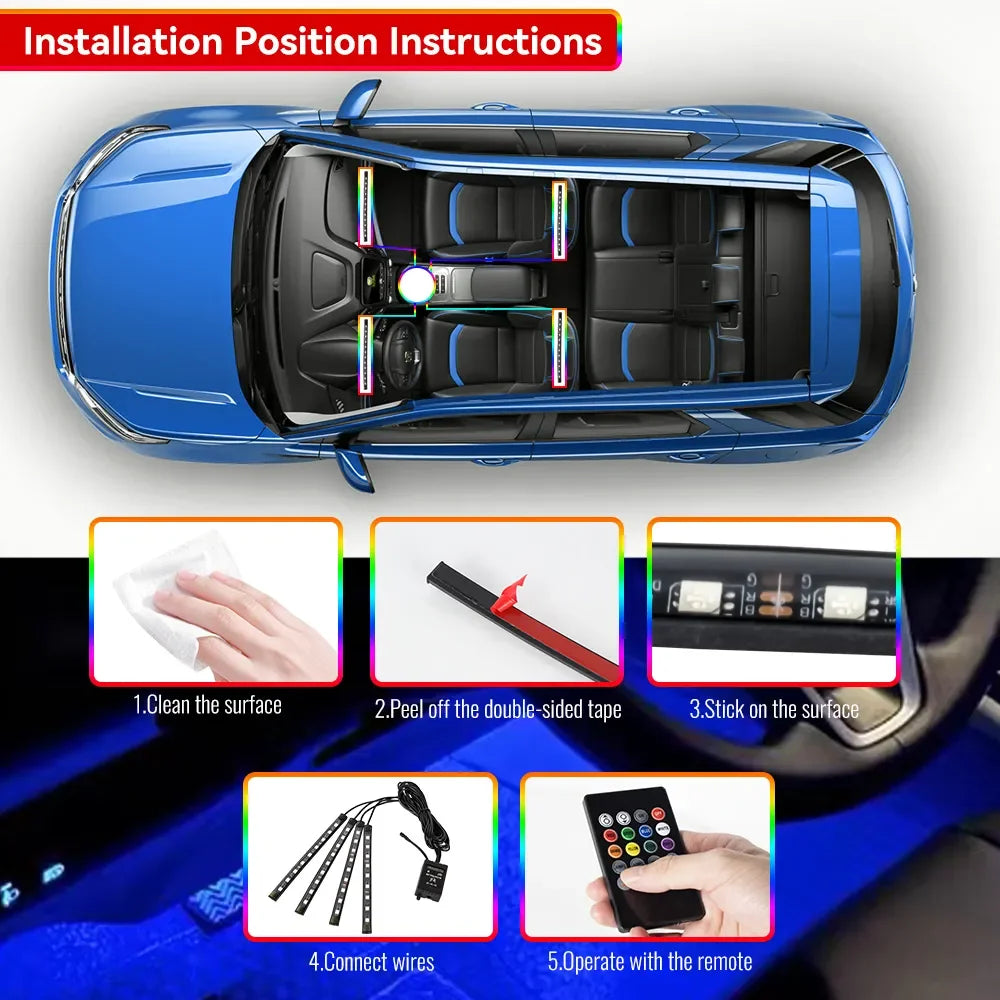π NeoGlow FootLight β Car Interior Footwell Lighting Kit